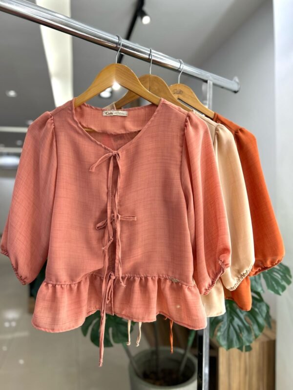 Blusa Manga 3/4 com Laço na Frente - Imagem 3