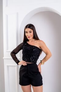 Blusa Cropped Paetê